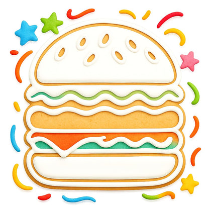 Mighty Gadget Hamburger Cookie Cutter & Stamp - 4x3.79" Burger Lovers Baking Tool (Random Color)