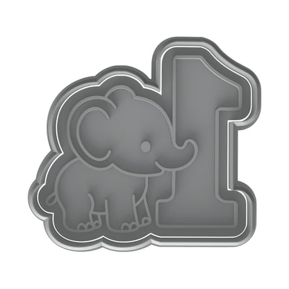 Mighty Gadget Baby Elephant and Number One Cookie Cutter & Stamp - 4x3.5" Fun for One Year Old Celebrations (Random Color)