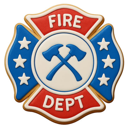 Maltese Cross Fire Dept. Cookie Cutter & Stamp - 4x4", Firefighter-Themed Baking Tool
