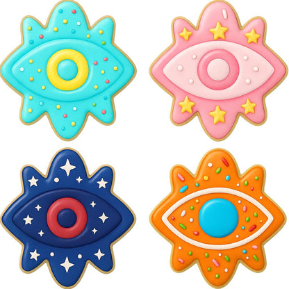 Mighty Gadget Evil Eye Cookie Cutter & Stamp - 4x3.2" Unique Charm for Spiritual Baking (Random Color)