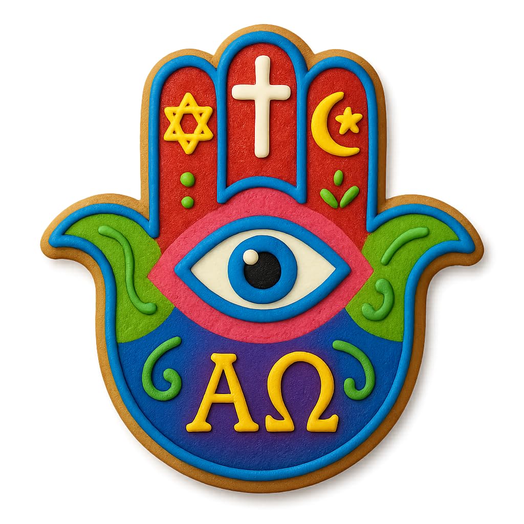 Protective Hamsa Hand Cookie Cutter & Stamp - 4x3.49", Symbol of Luck & Good Fortune (Random Color)