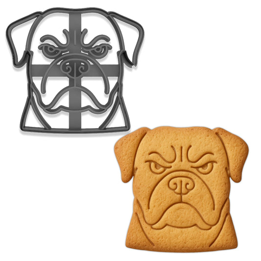 Mighty Gadget Angry Rottweiler Dog Cookie Cutter & Stamp - 4x3.63", Fierce Pup Design for Bold Bakers (Random Color)