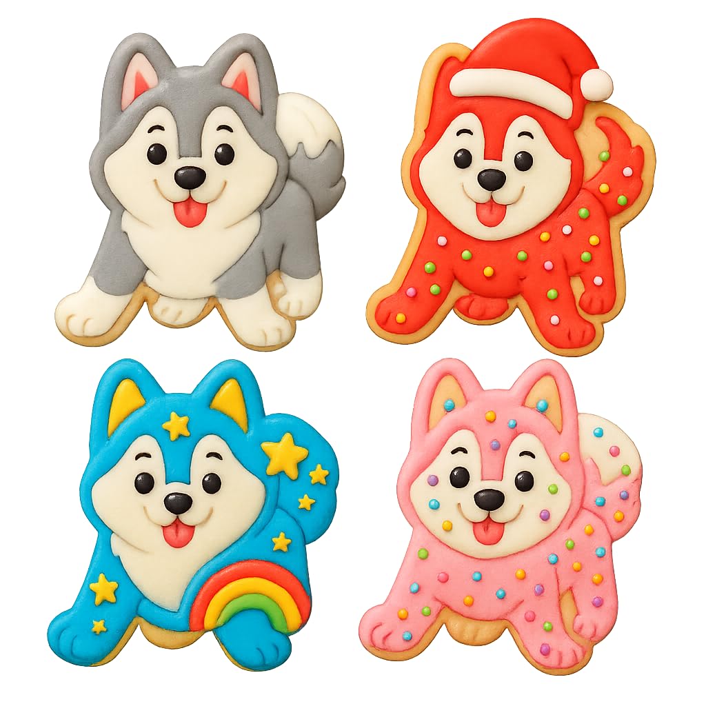Playful Husky Cookie Cutter & Stamp 4x3.62" for Baking & Fondant Clay Embosser