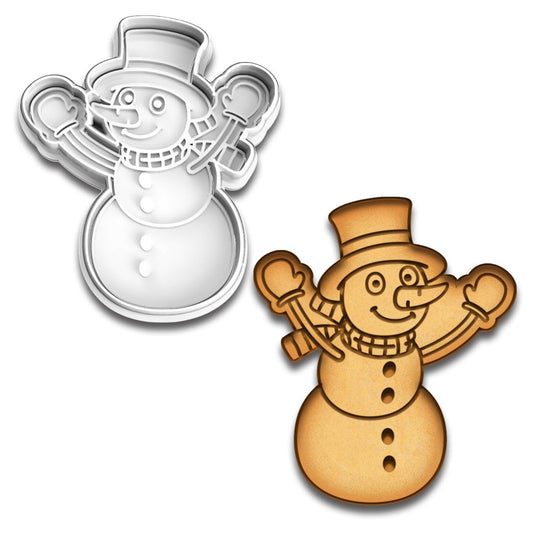 Happy Snowman Cookie Cutter & Stamp Set - 4.25x3.6 Inches, Perfect for Christmas Baking