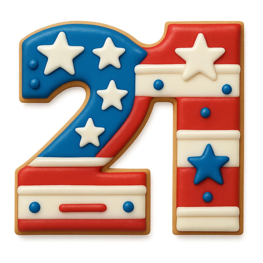 Number 21 Cookie Cutter - 3.3x3.2 Inches, Perfect for 21st Birthday Celebrations & Milestone Events (Random Color)