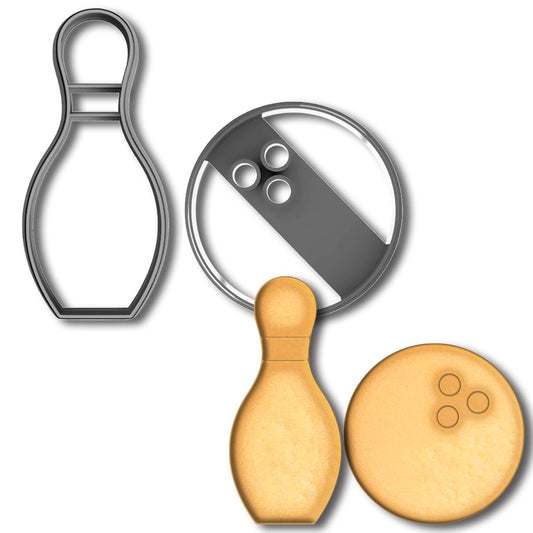 Bowling Pin (5x2.25") & Ball (3.75x3.75") Combo Cookie Cutters - Perfect for Sports-Themed Baking and Parties