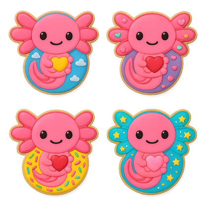 Axolotl Holding Heart Cookie Cutter & Stamp 4x3.36" for Baking Fondant Clay