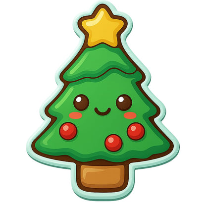 Kawaii Christmas Tree Cookie Cutter Style 2 - 4x3.14" Fun Holiday Baking Design