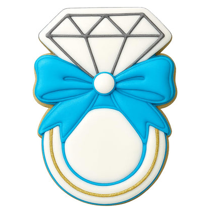 Elegant Diamond Ring with Ribbon Cookie Cutter - 4x3" Wedding Baking Fun