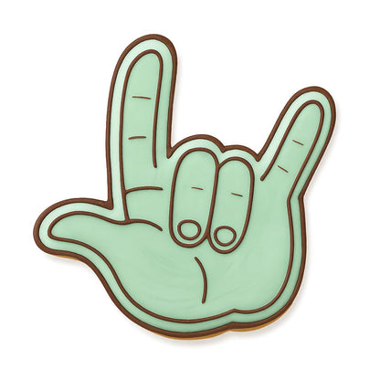 Mighty Gadget I Love You Hand Sign Cookie Cutter - 4x3.8" ASL Love Gesture Baking Mold (Random Color)