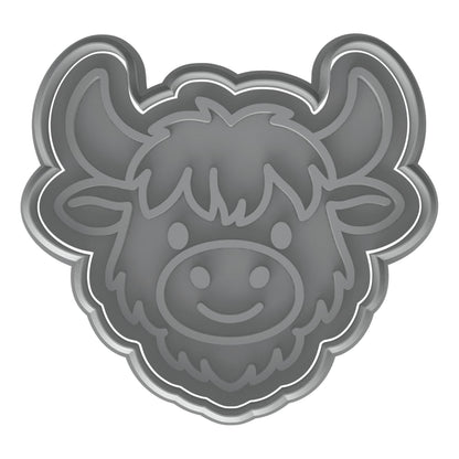 Mighty Gadget Highland Cow Head Cookie Cutter & Stamp - 4x3.2" Cute Cow Design for Rustic Baking Themes (Random Color)