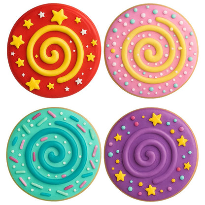 Spiral Swirl Cookie Cutter & Stamp 4x4" for Baking Fondant Clay Embosser Gifts