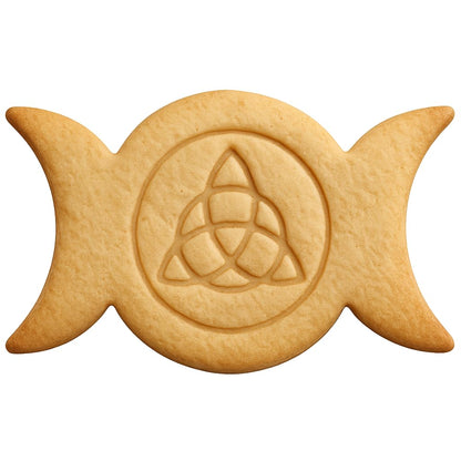 Mighty Gadget Triple Goddess Triquetra Cookie Cutter & Stamp - 4x2.2" Mystical Design for Spiritual Baking (Random Color)
