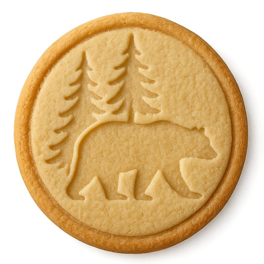 Mighty Gadget Forest Bear with Pine Trees Cookie Cutter & Stamp - 4x4" Rustic Charm for Nature-Themed Baking (Random Color)