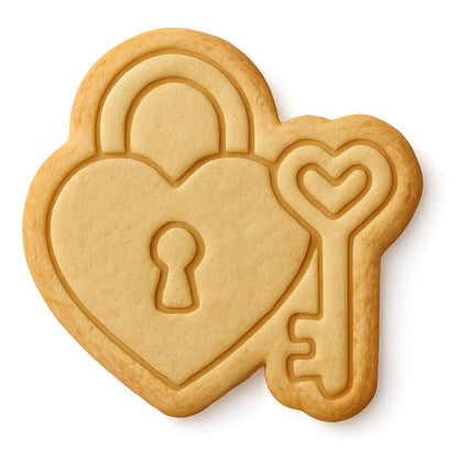 Love Lock and Key Cookie Cutter - 4x3.4" Fun Romantic Baking Set