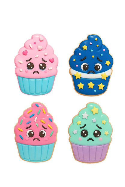 Shy Cupcake Face Cookie Cutter & Stamp 4x3" for Baking Fondant Clay Embosser