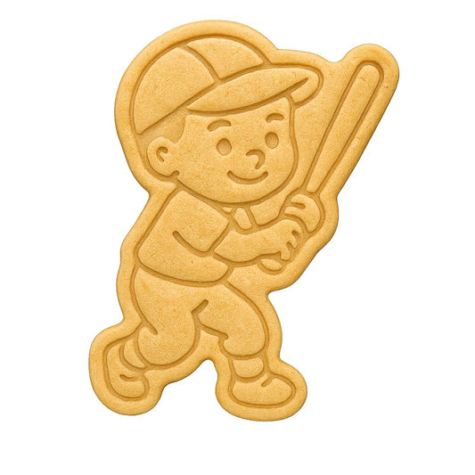 Mighty Gadget Kid Baseball Star Cookie Cutter & Stamp - 4x3" Cute Character for Game Day Treats (Random Color)