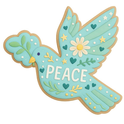 Dove with Olive Branch Cookie Cutter - 4.75x4 Inches, Symbol of Peace and Hope for Baking
