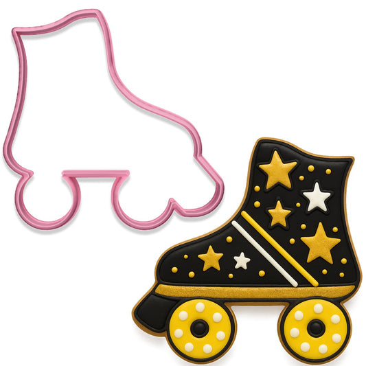 Roller Skate Cookie Cutter - 3.5x3.5 Inches, Retro Roller Derby Baking Mold (Random Color)