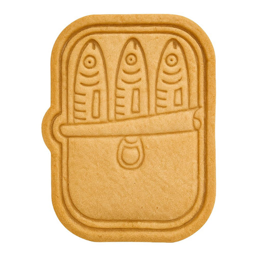 Mighty Gadget Sardine Can Cookie Cutter & Stamp - 4x2.9" Quirky Design for Nautical Baking (Random Color)