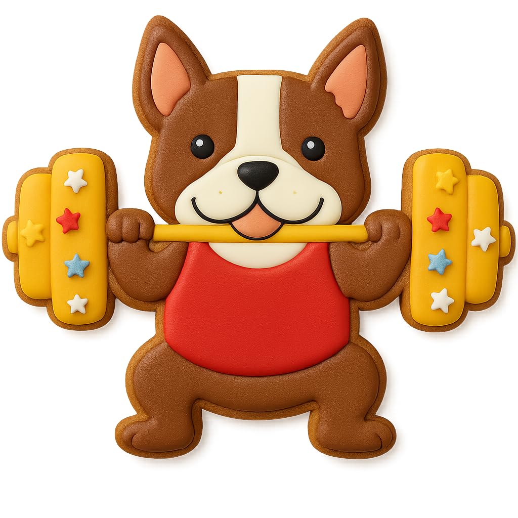 Bulldog Weightlifting Cookie Cutter & Stamp - 4x3.39", Fitness & Gym-Themed Baking Mold (Random Color)