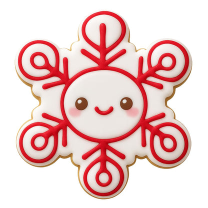 Kawaii Snowflake Smiley Cookie Cutter - 4x3.43" Fun Winter Baking Tool