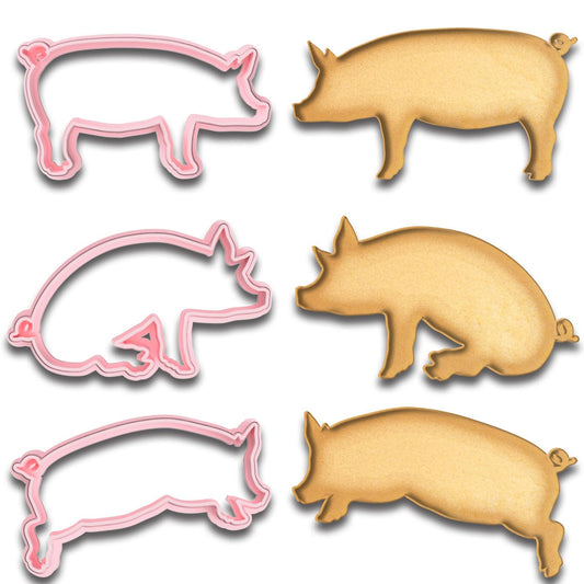 3 Pigs Cookie Cutter Set - 3 Styles, 4.25" Length, Perfect for Farm Animal and Baking Fun