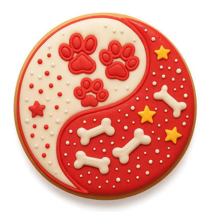 Dog Paw & Bone Yin Yang Cookie Cutter - 4x4 Inches, Fun Pet-Themed Baking Tool