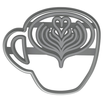 Mighty Gadget Latte Art Cup Cookie Cutter & Stamp - 4x3" Beautiful Design for Coffee Lovers (Random Color)