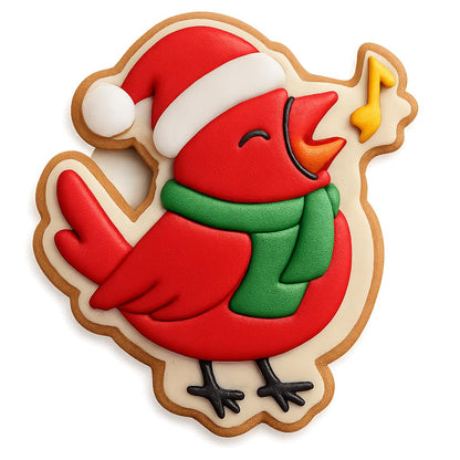 Caroling Cardinal Cookie Cutter - 4x3.4" Holiday Fun Kitchen Baking
