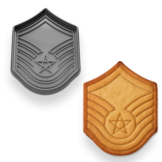 Air Force Master Sergeant Cookie Cutter & Stamp Set - 4.25x3.14 Inches, Military-Themed Baking Tool