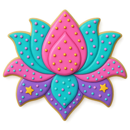 Detailed Lotus Blossom Cookie Cutter & Stamp - 4x3", Floral-Themed Baking & Fondant Tool
