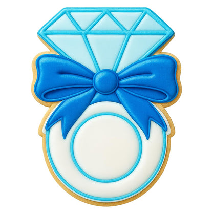 Elegant Diamond Ring with Ribbon Cookie Cutter - 4x3" Wedding Baking Fun