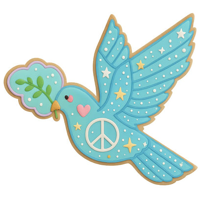 Dove with Olive Branch Cookie Cutter - 4.75x4 Inches, Symbol of Peace and Hope for Baking