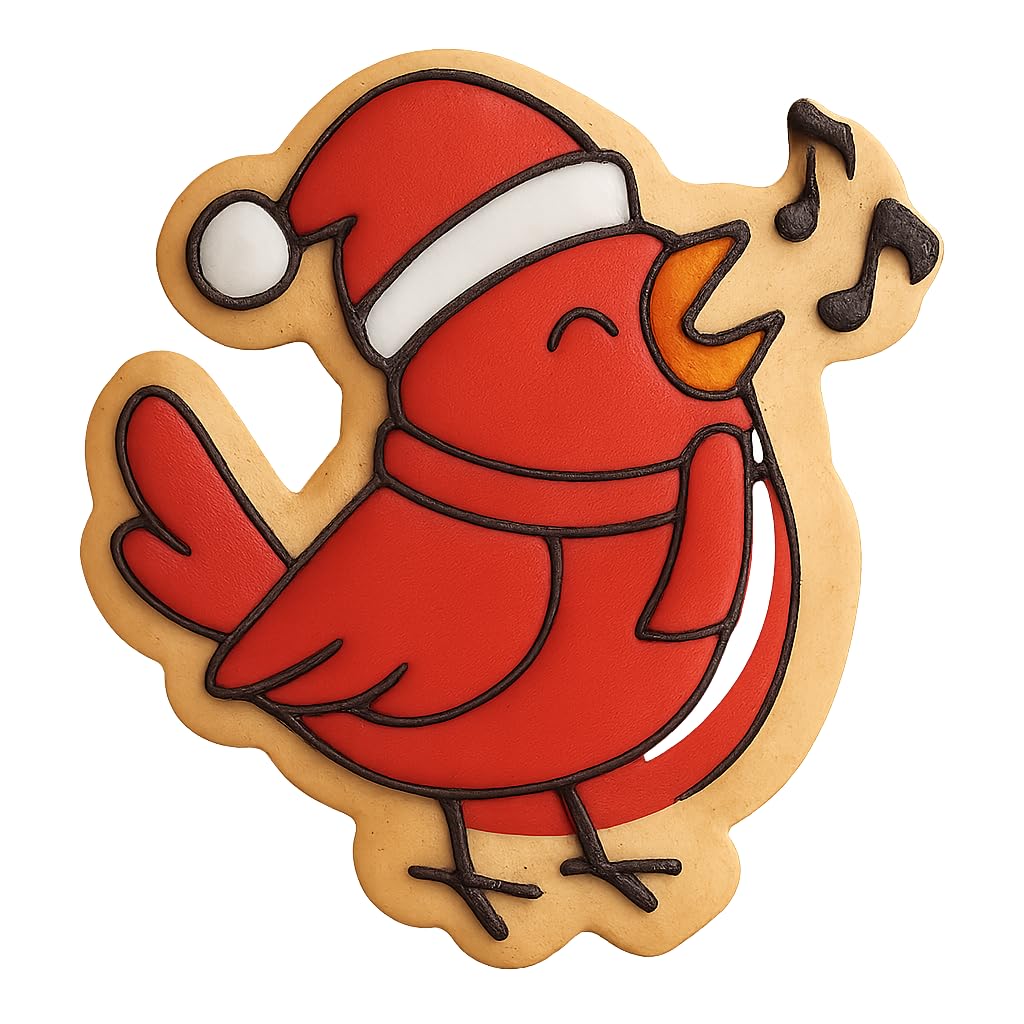 Caroling Cardinal Cookie Cutter - 4x3.4" Holiday Fun Kitchen Baking