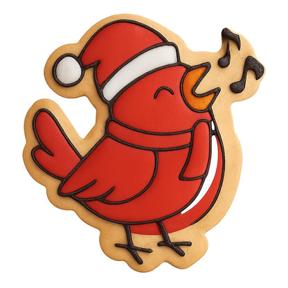 Caroling Cardinal Cookie Cutter - 4x3.4" Holiday Fun Kitchen Baking