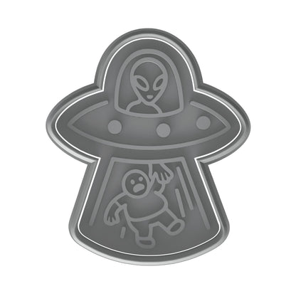 Mighty Gadget Alien Abduction of Chubby Man Cookie Cutter & Stamp - 4x3" Unique Design for Sci-Fi Fans (Random Color)