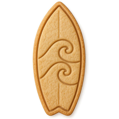 Mighty Gadget Surfboard with Waves Cookie Cutter & Stamp - 4x1.75" Perfect for Summer Beach Parties (Random Color)
