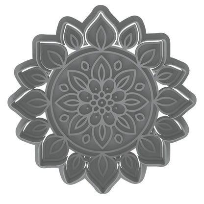 Floral Mandala Cookie Cutter & Stamp 4x4" for Baking Fondant Clay Embosser
