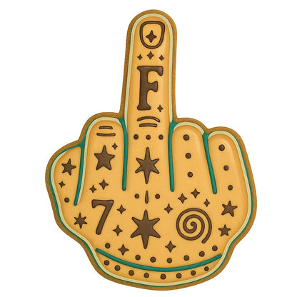 Detailed Middle Finger Gesture Cookie Cutter and Stamp Set - Embossed Design, Bold and Hilarious, 4 Inches Tall (Random Colors)