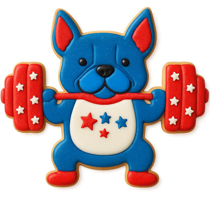 Bulldog Weightlifting Cookie Cutter & Stamp - 4x3.39", Fitness & Gym-Themed Baking Mold (Random Color)