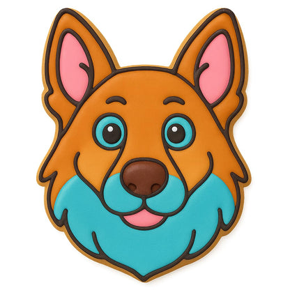 German Shepherd Dog Face Cookie Cutter & Stamp - 4x2.63", Realistic Detail Design (Random Color)