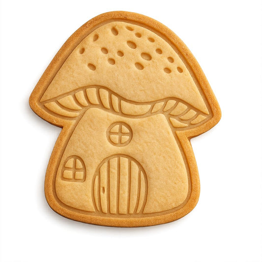 Mighty Gadget Fairy Mushroom House Cookie Cutter & Stamp - 4x3.6" Enchanted Design for Magical Baking (Random Color)