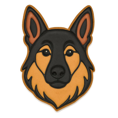 German Shepherd Dog Face Cookie Cutter & Stamp - 4x2.63", Realistic Detail Design (Random Color)