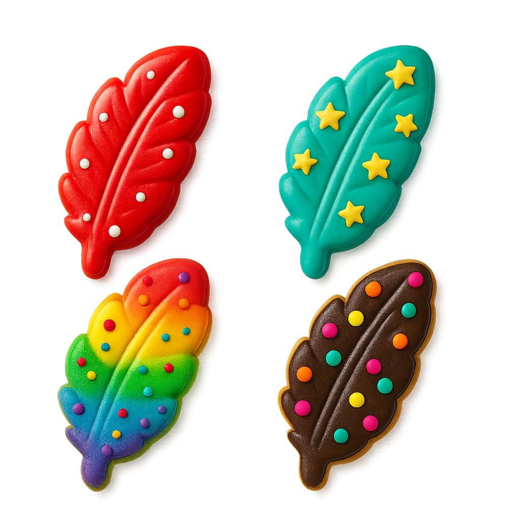Mighty Gadget Feather Cookie Cutter & Stamp - 4x1.5" Elegant Design for Nature-Themed Baking (Random Color)