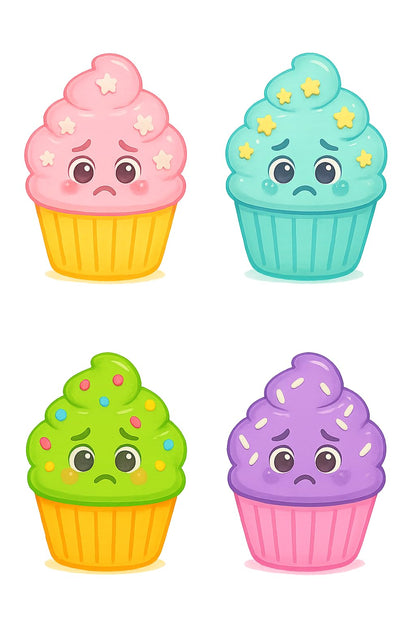 Shy Cupcake Face Cookie Cutter & Stamp 4x3" for Baking Fondant Clay Embosser