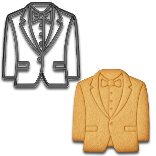 Bow Tie Tuxedo Cookie Cutter – 4x3.69" Stylish Suit Design for Weddings & Events (Random Color)