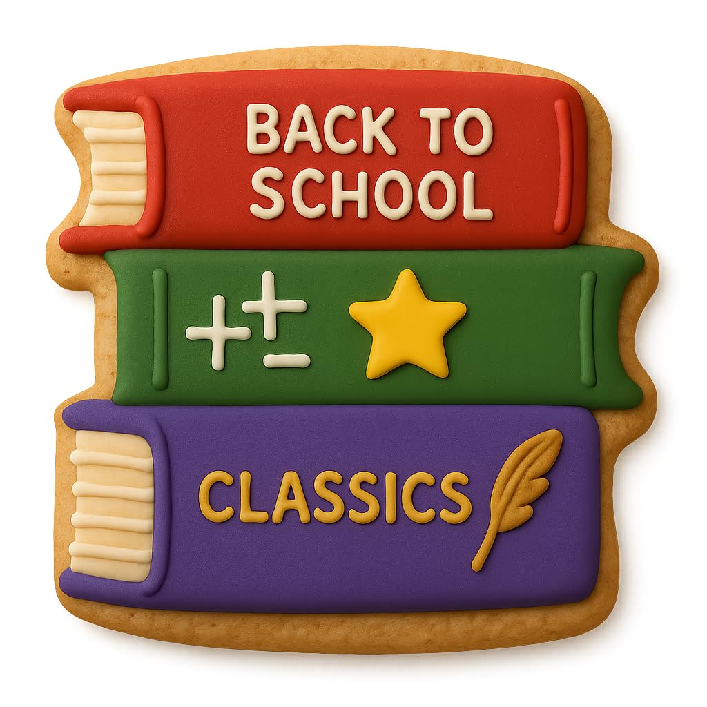 Pink Stacked Books Cookie Cutter – 3.75x3.6" Back to School Book Design for Teachers & Students (Random Color)
