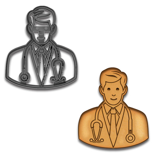 Doctor Cookie Cutter & Stamp - 4x3.46" (Random Color), Medical-Themed Baking Tool for Healthcare Professionals