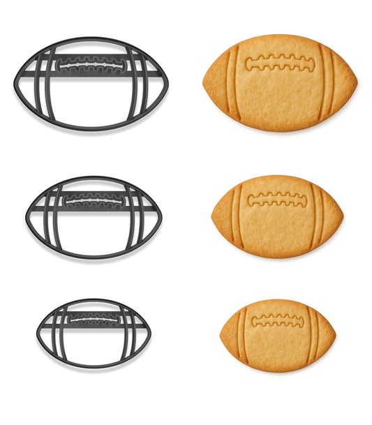 Football Cookie Cutter & Stamp Set – 3 Sizes (4", 3", 2") – Sports Ball Baking Mold for Tailgates & Game Day (Random Color)